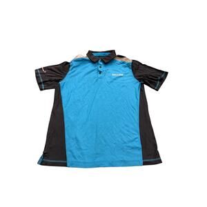 Amazon Mens Active Polo Blue Gray 1/4 Button Short Sleeve Shirt Size M Medium